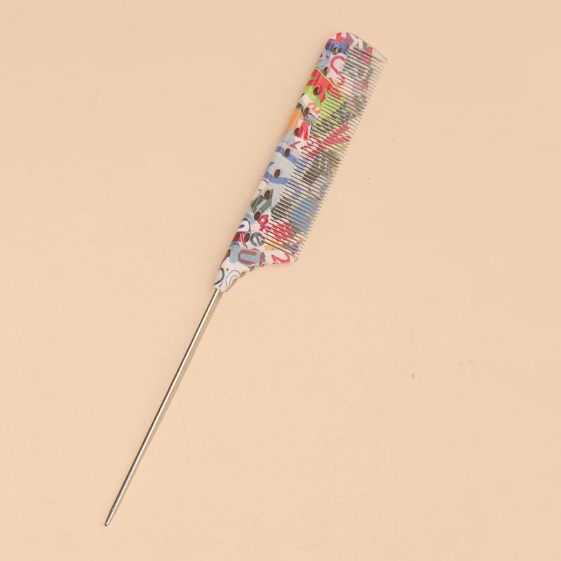 Steel Needle Tail Comb – Salon Pick Comb for Styling & Dyeing Hair Styling Comb PLUSH Pink