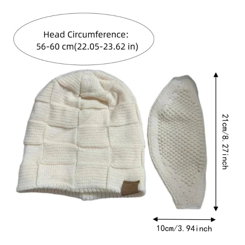 2-Piece Knit Beanie & Face Mask Set – Windproof Winter Hat Knit Beanie Set PLUSH