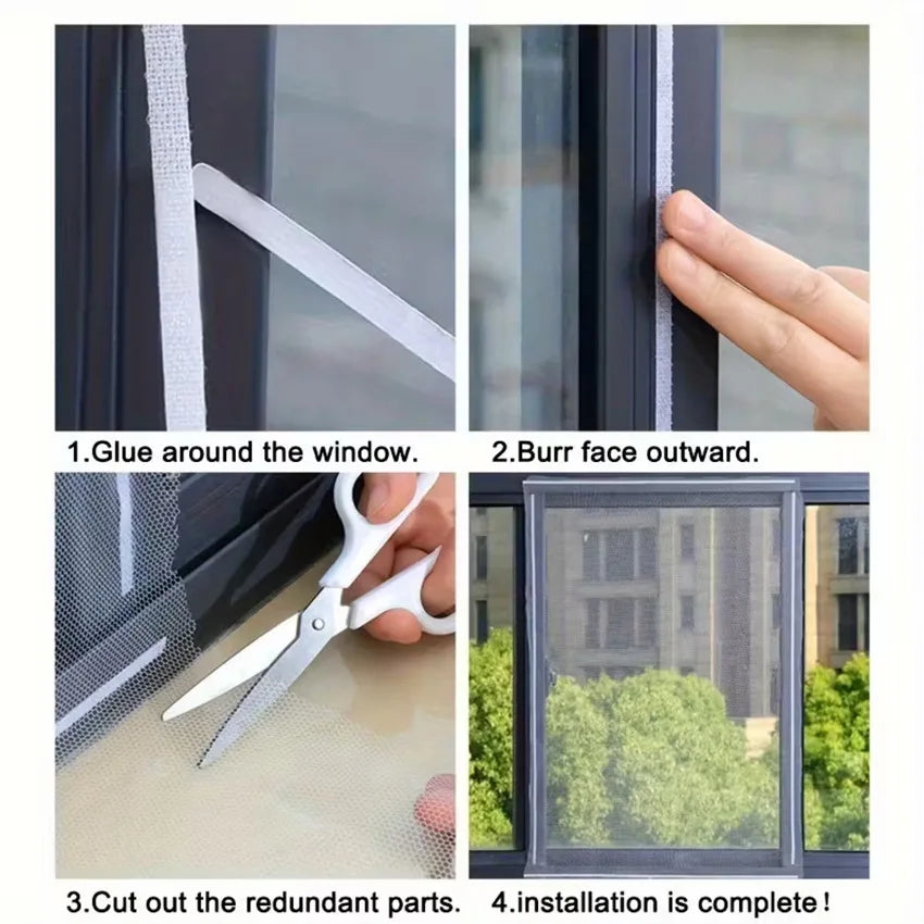 Self-Adhesive Window Mosquito Net – DIY Cut Insect Screen Window Insect Screen PLUSH