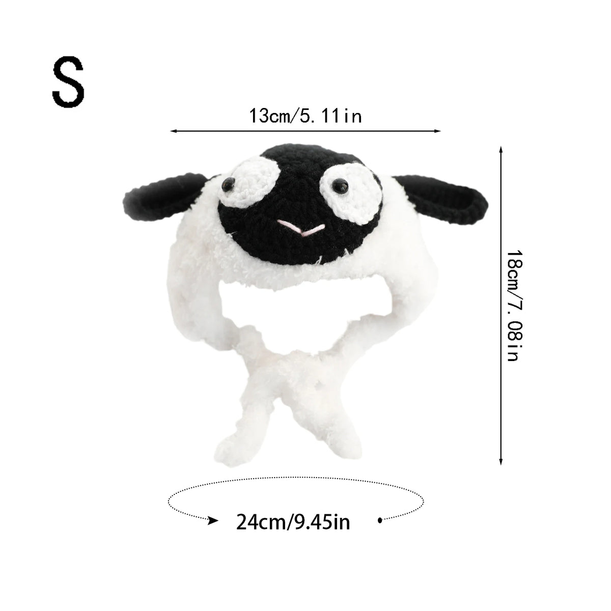 Sheep Plush Pet Hat – Cat & Dog Cosplay Headwear Pet Costume Hat PLUSH Black S