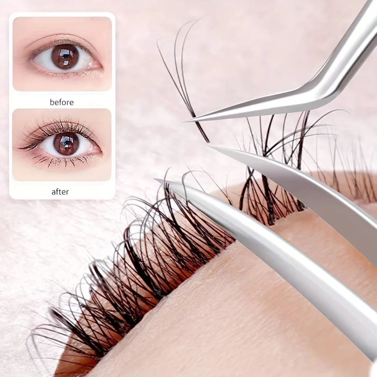 Ouriner Stainless Steel Eyelash Grafting Tweezers – Golden Eyelash Tweezers PLUSH