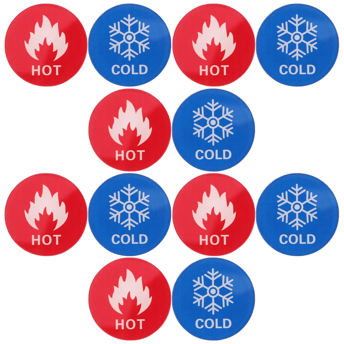 6 Pairs Acrylic Hot & Cold Water Sticker Labels for Taps & Faucets Fixture Label Stickers PLUSH