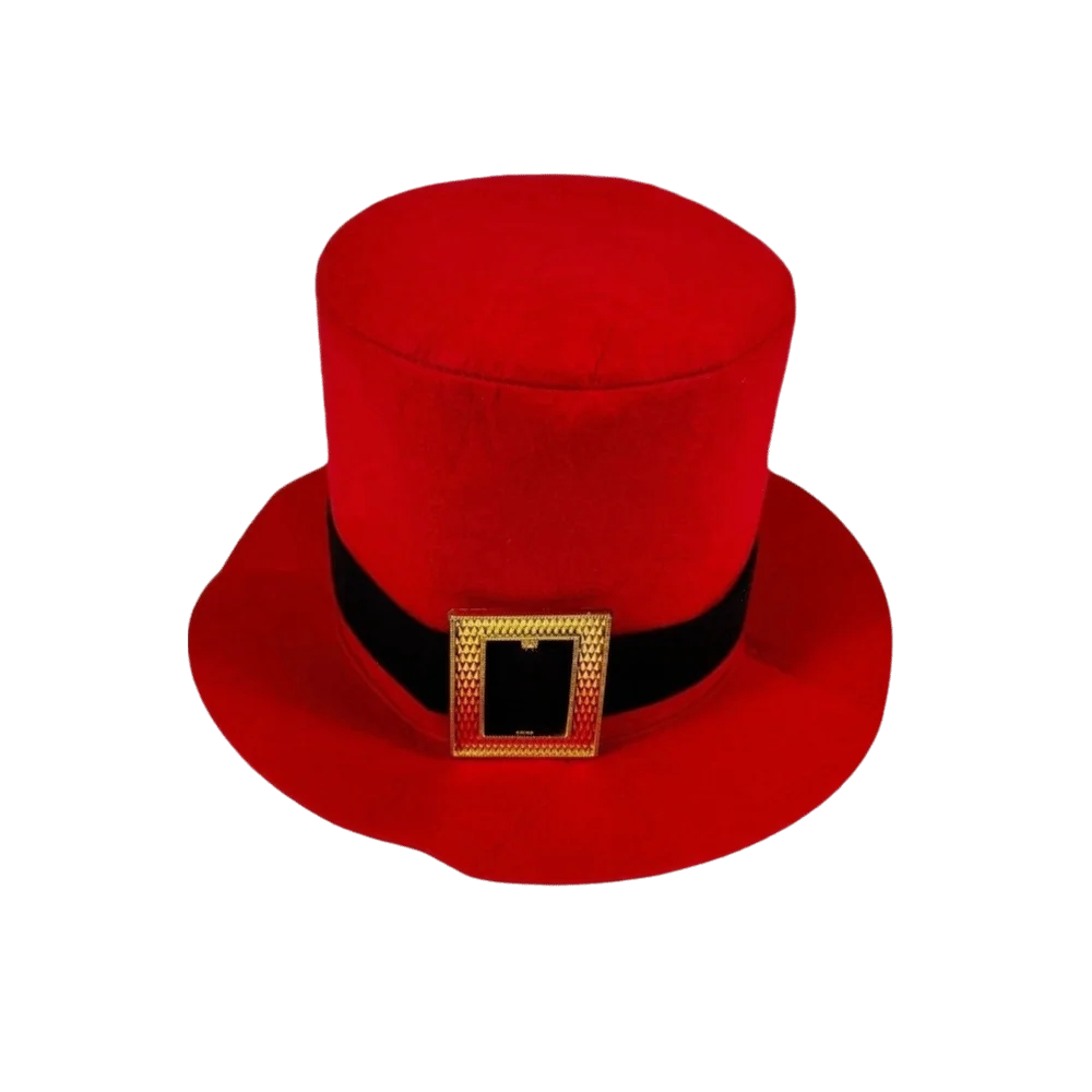 Red Christmas Top Hat – Foldable Santa Stage Hat Costume Hat PLUSH Red