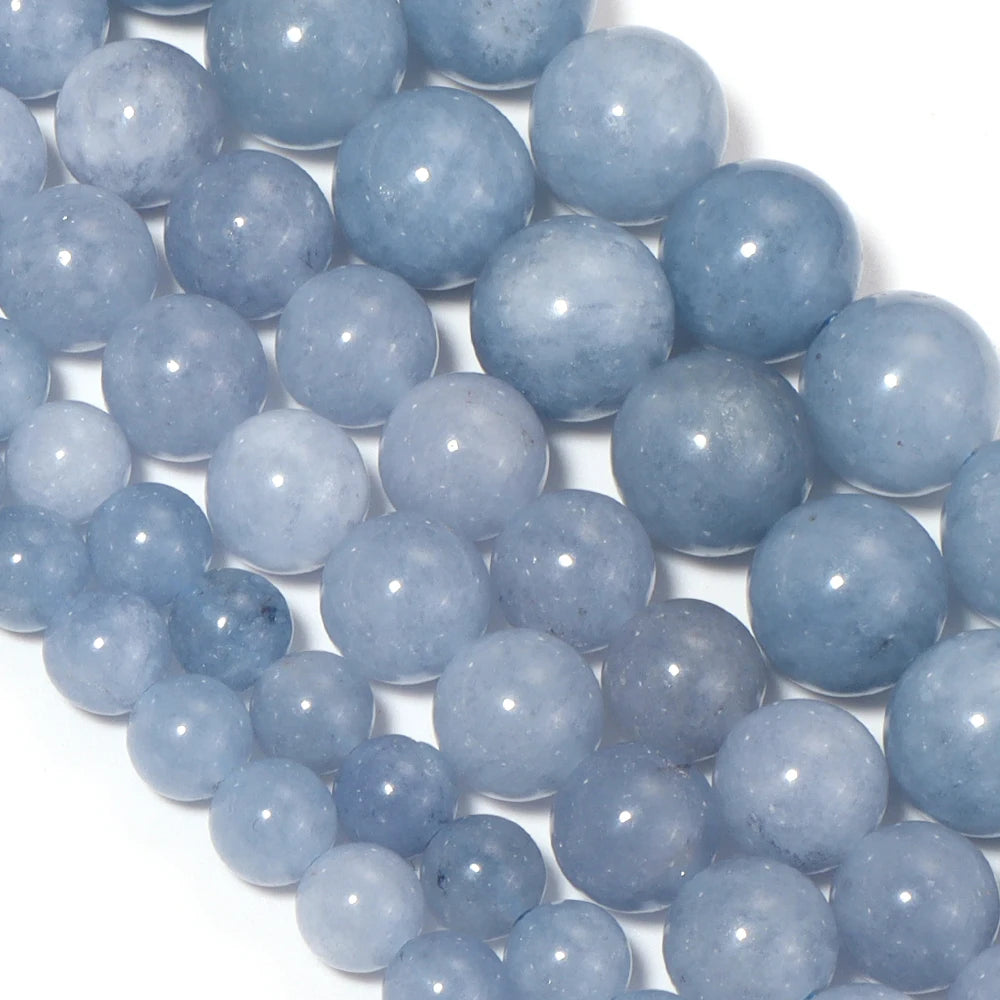 Blue Angelite Natural Stone Beads 6/8/10mm DIY Jewelry Natural Stone Beads PLUSH