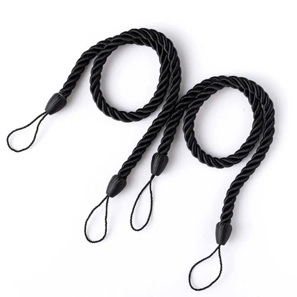 Woven Curtain Tiebacks 2-Pack – Twisted Rope Tie Straps Curtain Tiebacks PLUSH Black