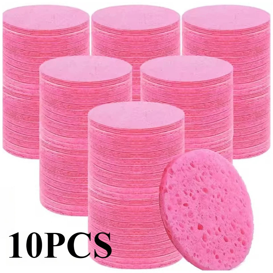 Reusable Round Facial Cleansing Sponges 10/20pcs – Pink Facial Cleansing Sponges PLUSH Pink-10PCS