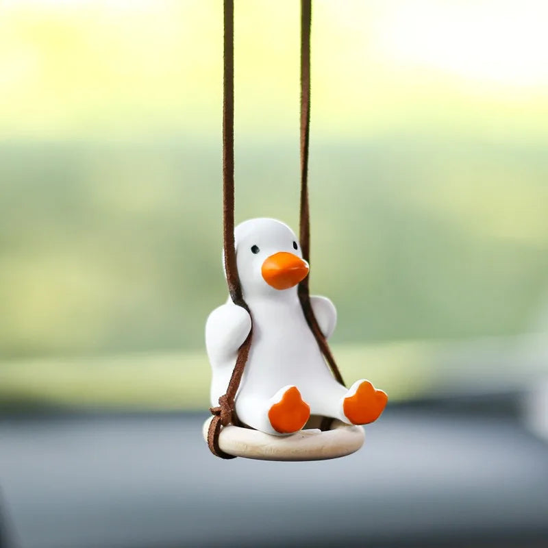 Swinging Duck Car Pendant – Rearview Mirror Ornament Car Mirror Ornament PLUSH Duck3