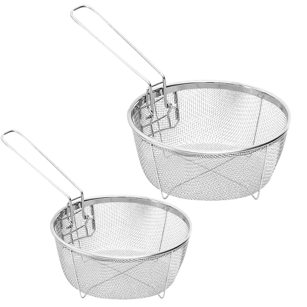 Stainless Steel Fry Basket with Detachable Handle – 2 Sizes Fry Basket PLUSH