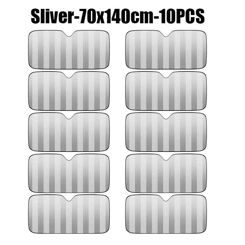 Thickened Aluminium Foil Car Sunshade – UV Front Windshield Cover Car Windshield Sunshade PLUSH 70x140cm 10PCS