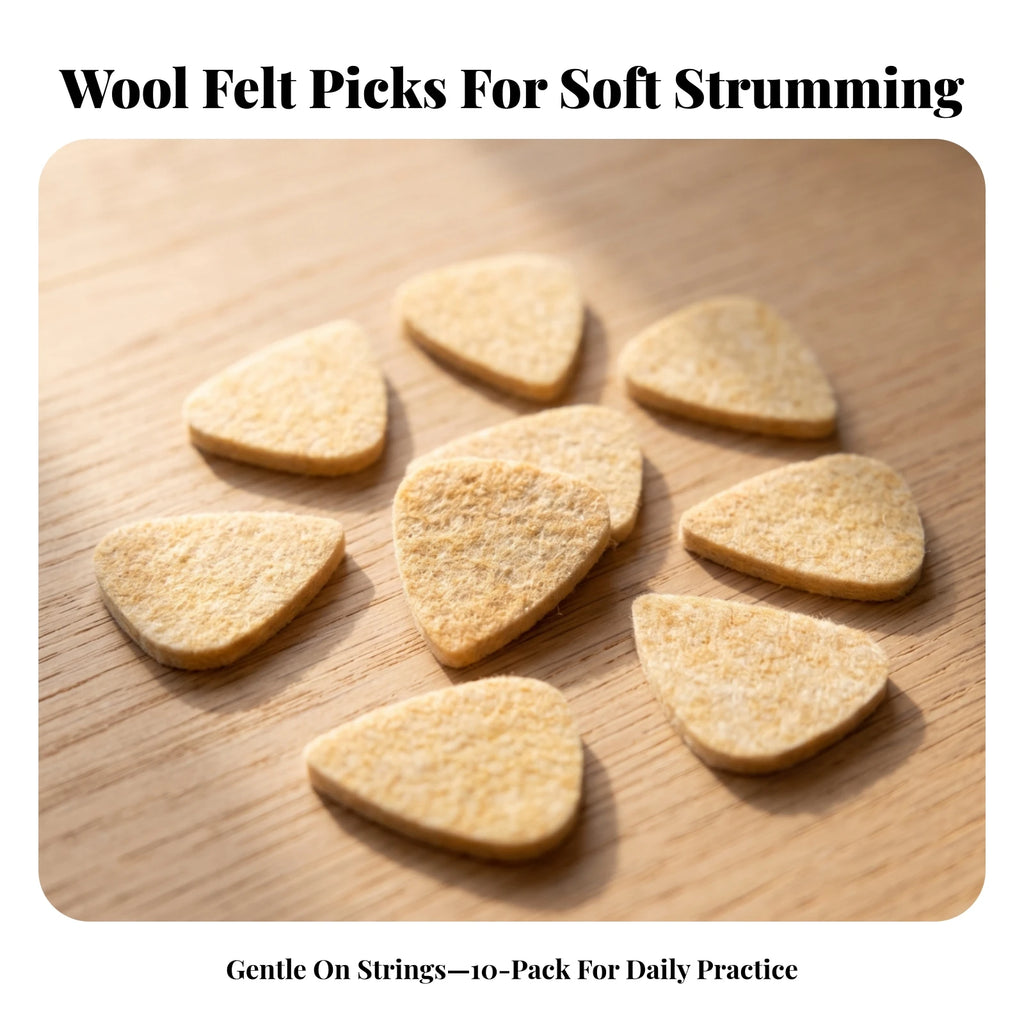 10-Pack Wool Felt Guitar Picks – Warm Mellow Acoustic Plectrums Guitar Picks PLUSH