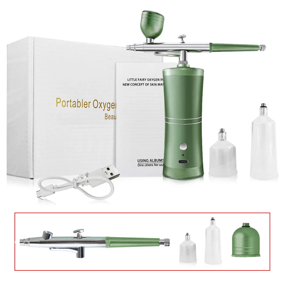 Portable Airbrush Kit with Compressor – Nail Art & Crafts Airbrush Compressor Kit PLUSH Green Kit