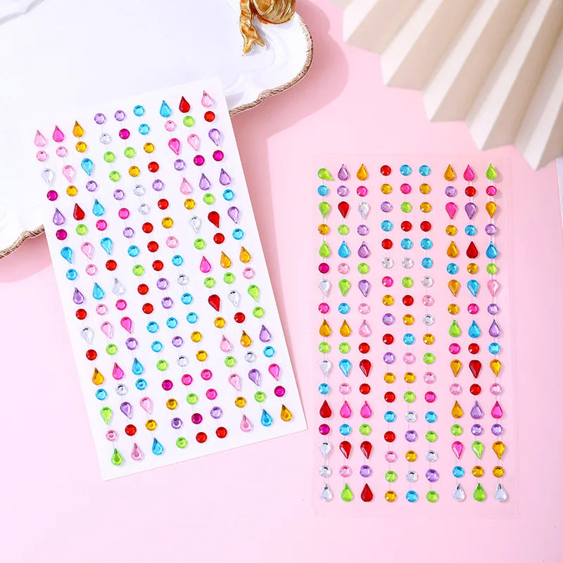 Self-Adhesive Rhinestone Gem Nail Stickers – Multicolor Sheet Nail Art Stickers PLUSH Colorful