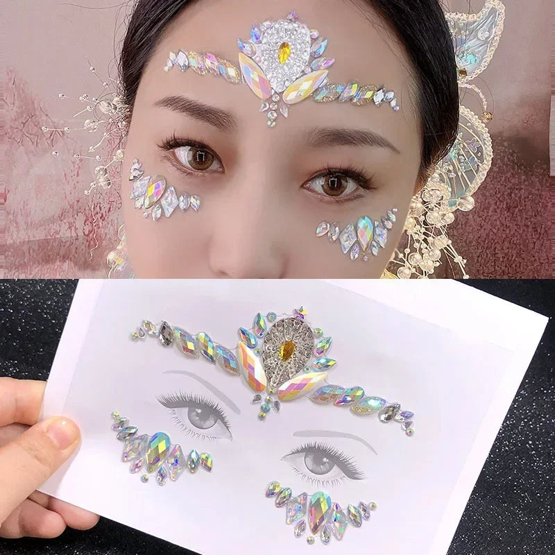 Crystal Face Gems Rhinestone Temporary Tattoo Stickers Face Gem Stickers PLUSH