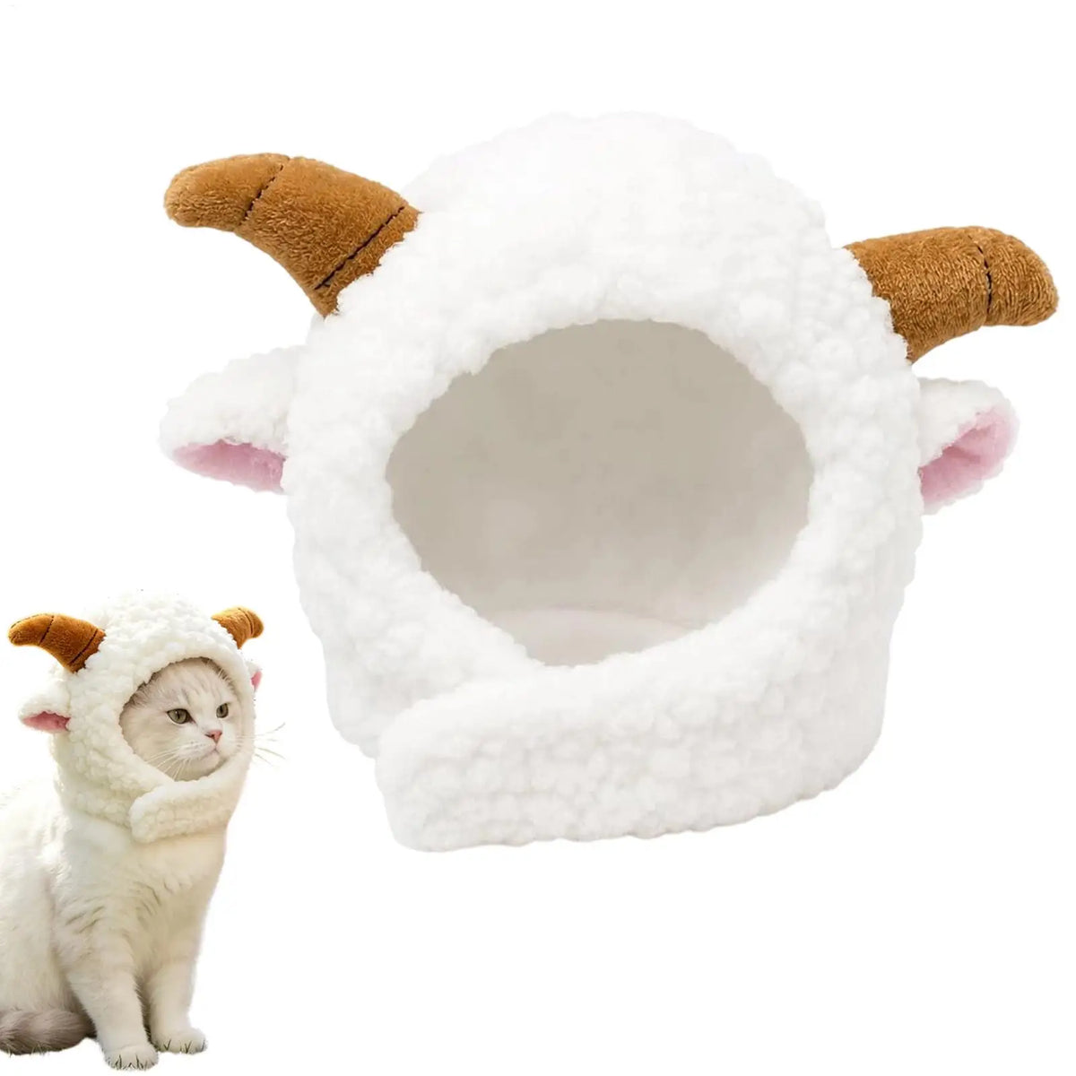 Sheep Plush Pet Hat – Cat & Dog Cosplay Headwear Pet Costume Hat PLUSH