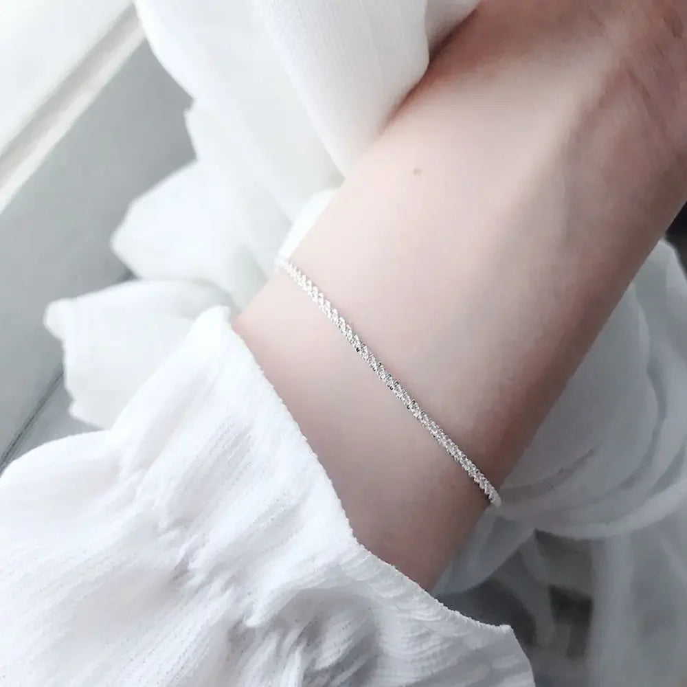 Adjustable Beaded Thin Chain Bracelet – Silver Women's Jewelry Chain Link Bracelet PLUSH