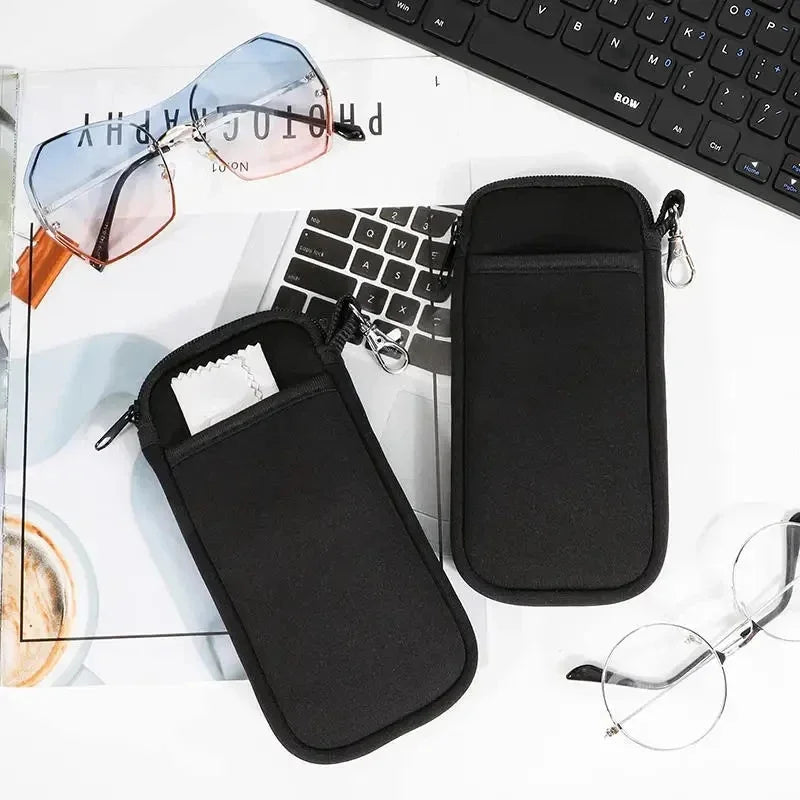 Soft Zippered Eyeglass Case with Hanging Buckle | Glasses Bag Eyeglass Storage Case PLUSH