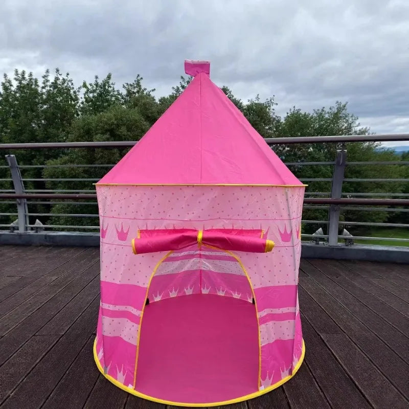 Kids Castle Play Tent Yurt – Pink Princess & Blue Prince Playhouse Kids Play Tent PLUSH Pink 105x135cm