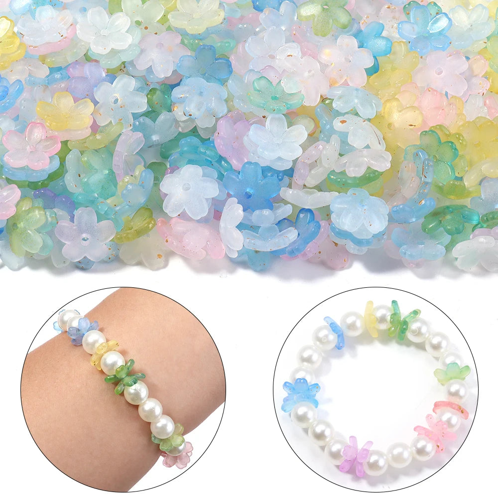 200pcs 11mm Acrylic Flower Spacer Beads – DIY Jewelry Making Acrylic Flower Beads PLUSH