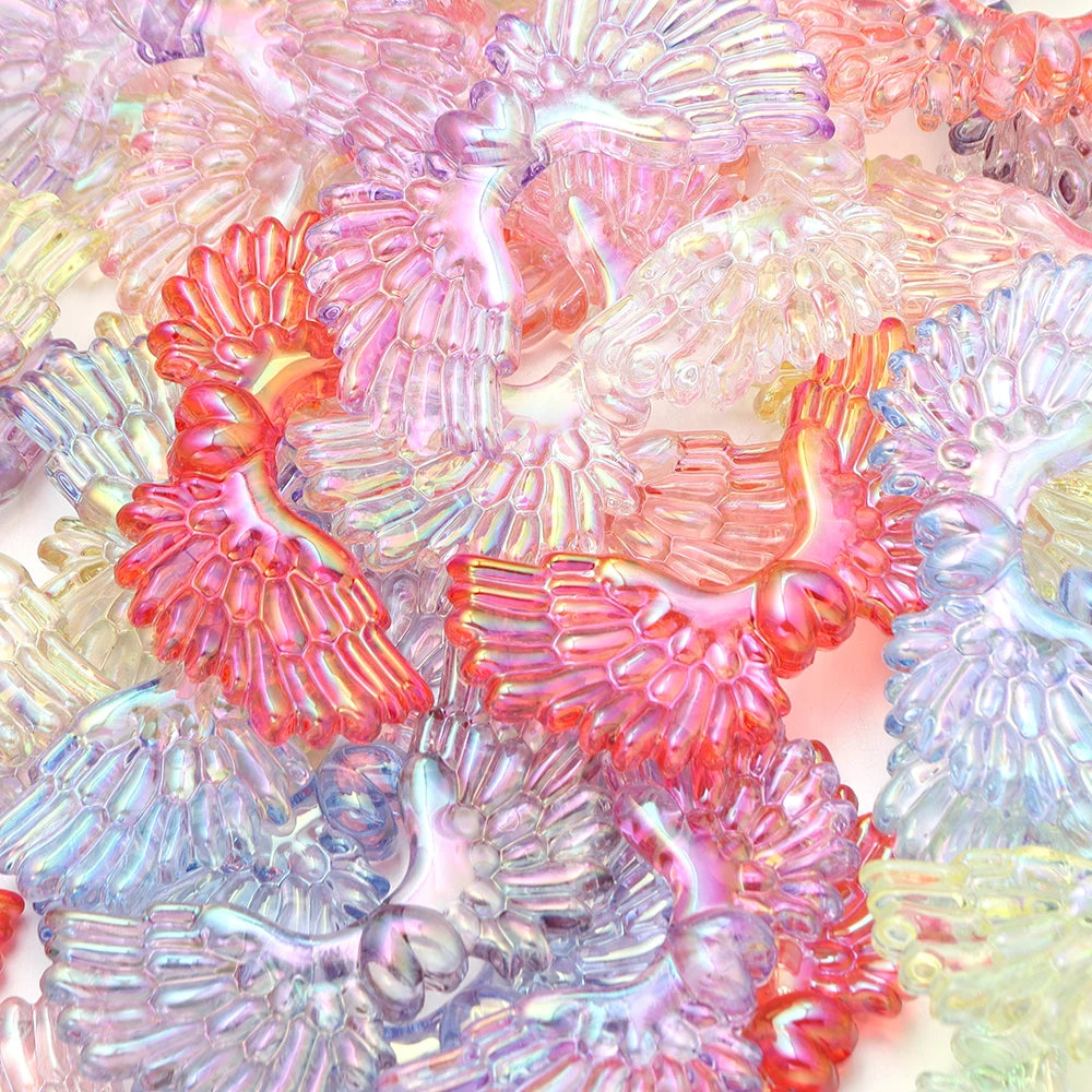 5pcs AB Angel Wings Acrylic Spacer Beads – DIY Jewelry Making Acrylic Spacer Beads PLUSH