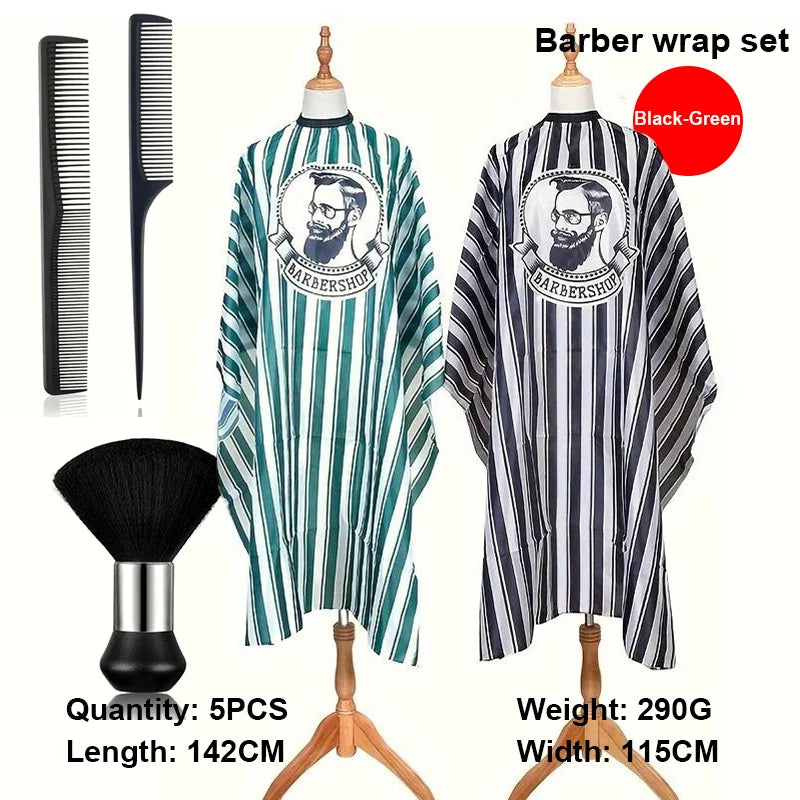 Salon Barber Cloak Set 4pcs/5pcs with Brush & Comb Barber Cloak Set PLUSH 5pcs set D