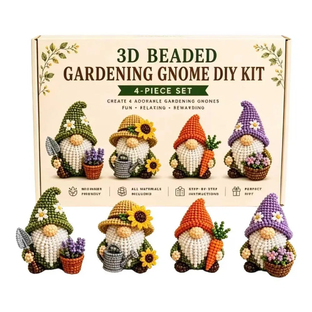 3D Beaded DIY Craft Kit – Gnome & Animal Ornaments DIY Bead Craft Kit PLUSH Style 4