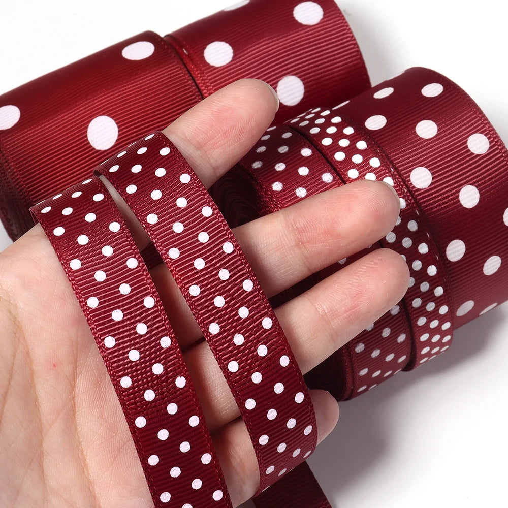 Wine Red Polka Dot Grosgrain Ribbon – Hair Bows & Gift Wrap Grosgrain Ribbon PLUSH
