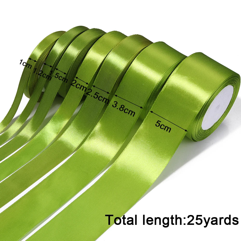 25 Yards Olive Green Satin Ribbon – Multi-Width DIY Craft Satin Craft Ribbon PLUSH