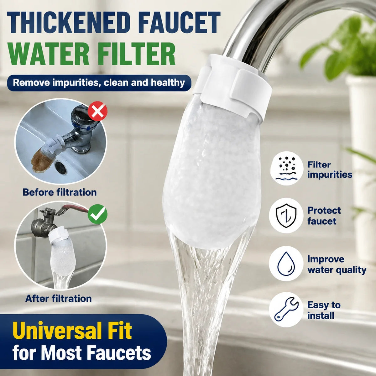 Thickened Faucet Filter Cotton Anti-Splash Water Purifier Faucet Water Filter PLUSH