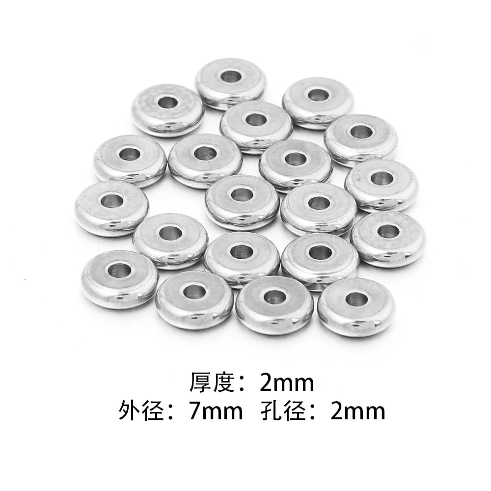 Stainless Steel Flat Disc Spacer Beads Gold Silver – 20-50pcs Jewelry Spacer Beads PLUSH Steel 7x2mm 50pcs