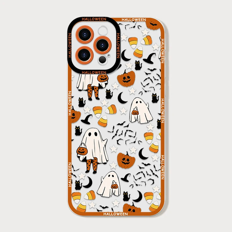 Halloween Pumpkin Bat Ghost iPhone Case – Shockproof Clear Cover iPhone Phone Case PLUSH