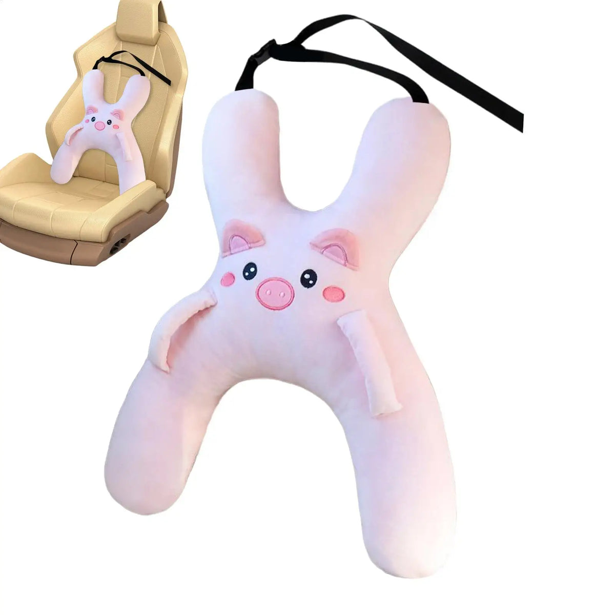 Kids Car Seat Head & Neck Pillow – Cute Plush Cartoon Support Kids Travel Pillow PLUSH