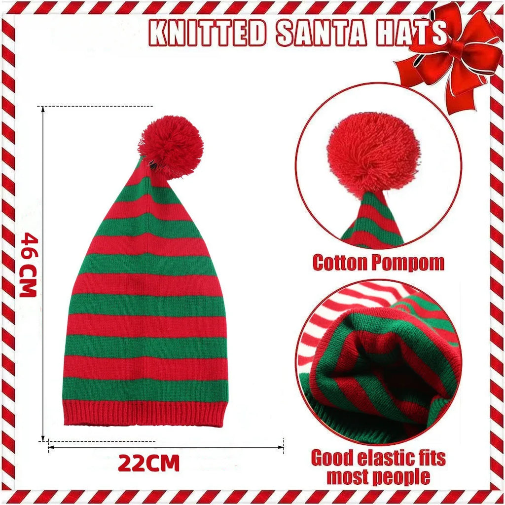 Winter Long Tail Elf Hat Christmas Knit Pom Pom Santa Hat Christmas Elf Hat PLUSH