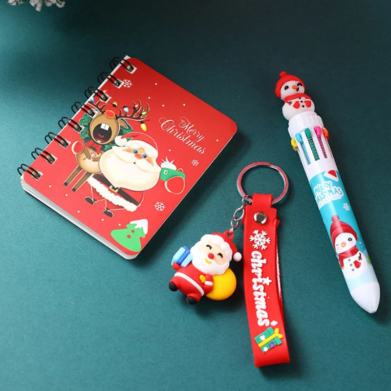 Christmas Stationery Set – Kids Notebook, Pen & Keychain Gift Holiday Stationery Set PLUSH