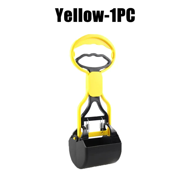 Dog & Cat Pooper Scooper Long Handle Jaw Design 28CM Pet Waste Scooper PLUSH Yellow-1PCS