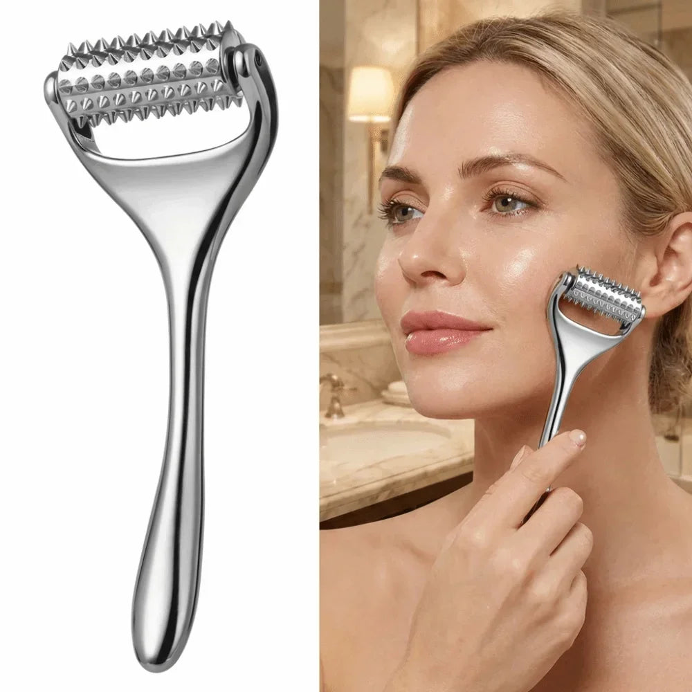Stainless Steel Facial Roller & Gua Sha Tool – Face & Body Gua Sha Facial Tool PLUSH