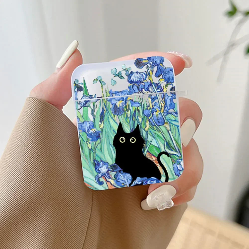 Van Gogh Cat AirPods Case – Retro Art Hard Cover All Models AirPods Case Cover PLUSH