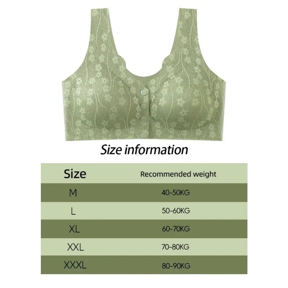 Women's Wireless Front-Close Cotton Bra – Breathable Full Cup Wireless Cotton Bra PLUSH