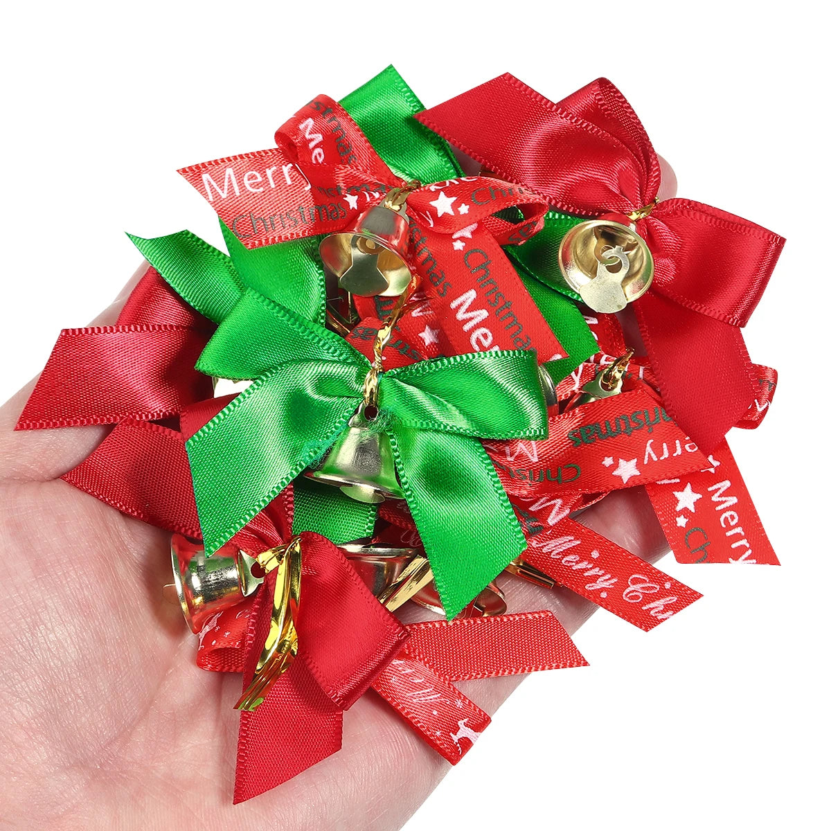 10pcs Christmas Bowknot Bell Bows – DIY Jewelry & Tree Decor Craft Bow Ornaments PLUSH