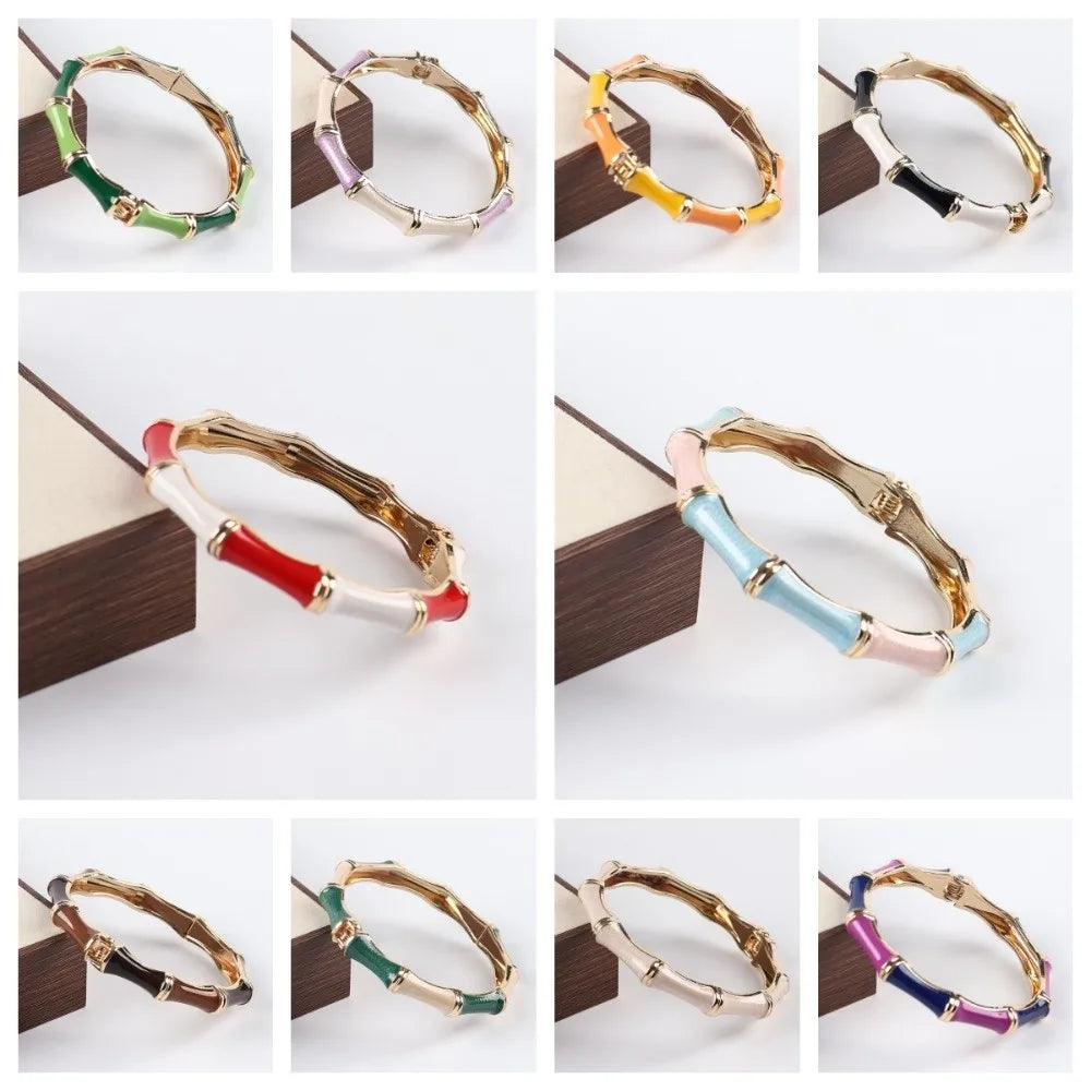 Colorful Enamel Bamboo Bangle – Ethnic Vintage Bracelet Enamel Bangle Bracelet PLUSH