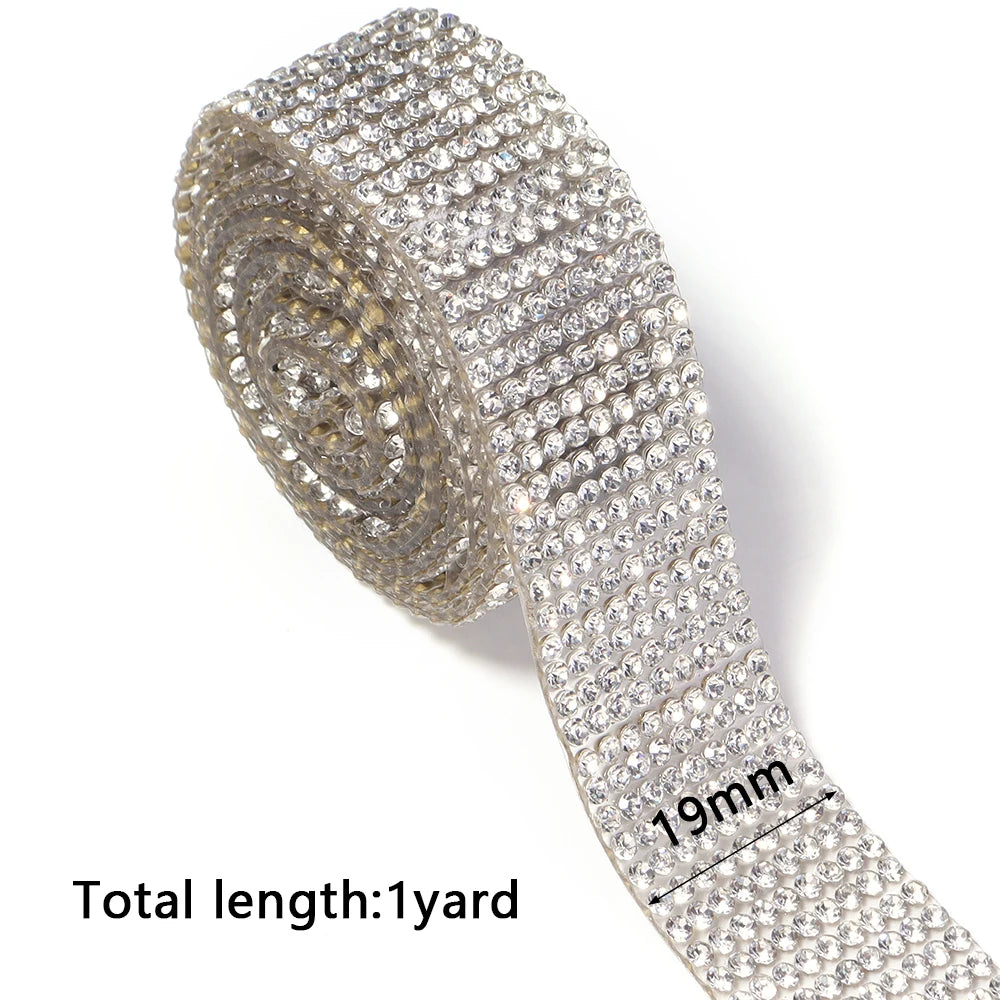 Self-Adhesive Rhinestone Trim Band Crystal Strip Tape | DIY Rhinestone Trim Tape PLUSH 19mm 1yard
