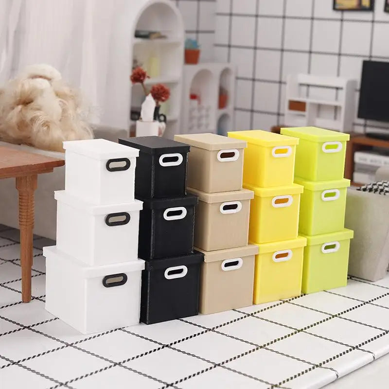 Dollhouse Mini Storage Boxes with Lids – Set of 3 | 1/6 Scale Dollhouse Accessories PLUSH