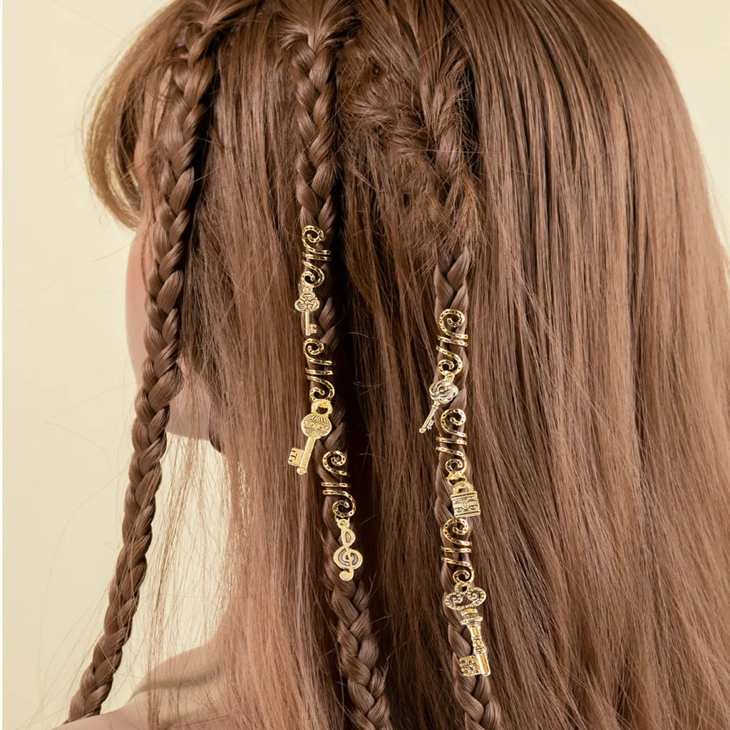 6pcs Gold Dreadlock Beads – Adjustable Hair Braid Cuff Clips Hair Braid Beads PLUSH No.9