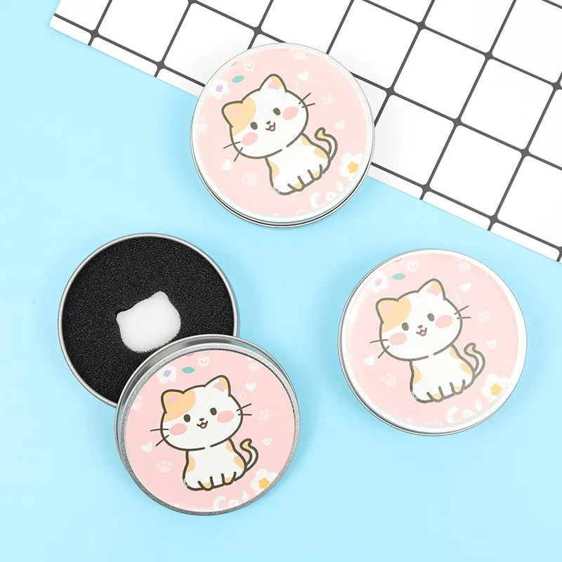 Cartoon Cat Makeup Brush Cleaner Set – Portable Sponge Case Makeup Brush Cleaner PLUSH