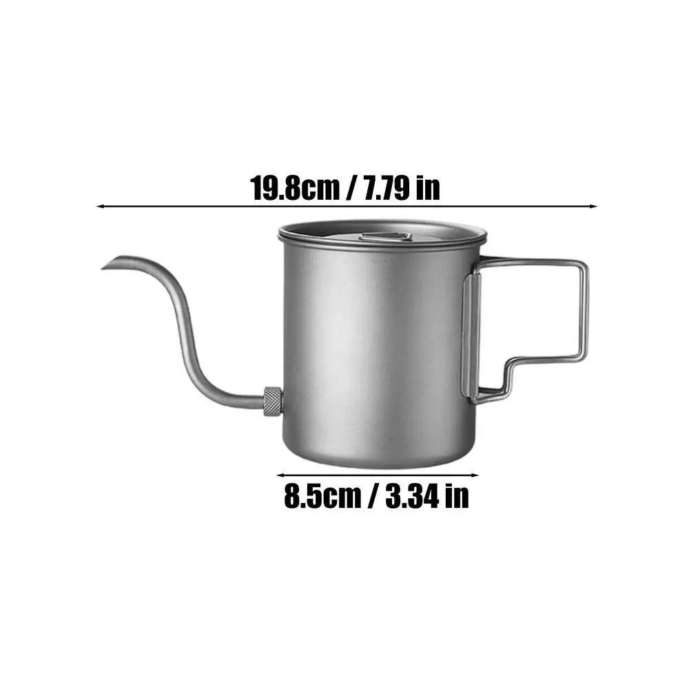 420ml Titanium Gooseneck Camping Kettle | Folding Handle Camping Kettle PLUSH Dark Grey