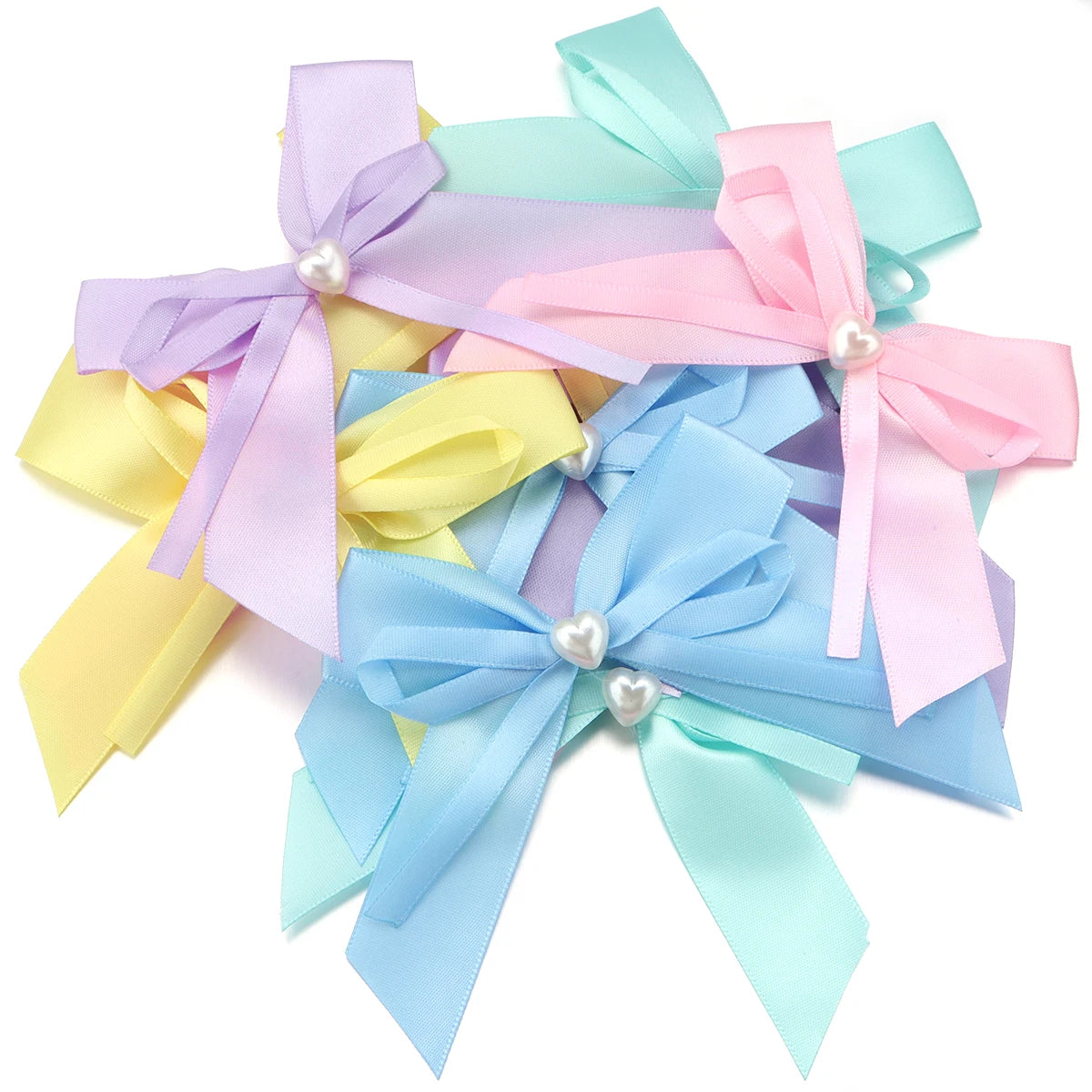 10pcs Double Layer Polyester Pearl Bows – DIY Jewelry & Craft DIY Bow Embellishments PLUSH mixed