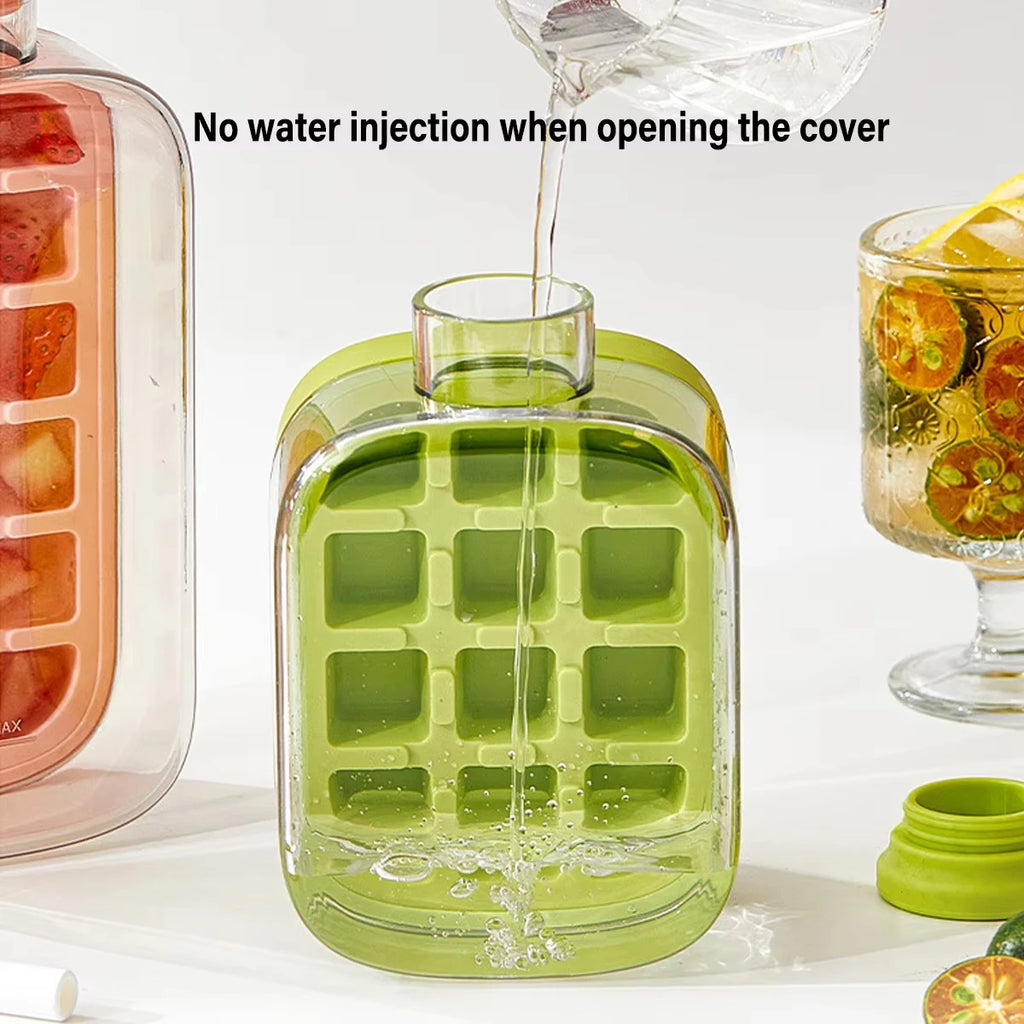 500ml Ice Cube Maker Bottle with Straw – Stackable Design Ice Cube Maker Bottle PLUSH