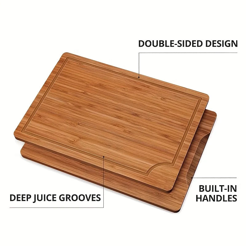 3-Piece Bamboo Cutting Board Set – Thick Multipurpose Chopping Boards Bamboo Cutting Board Set PLUSH