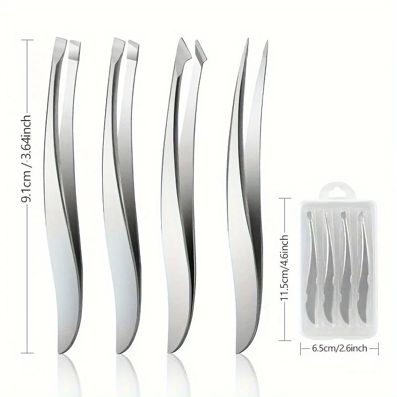 Stainless Steel Precision Tweezers Set – Eyebrow & Facial Hair Precision Tweezers Set PLUSH