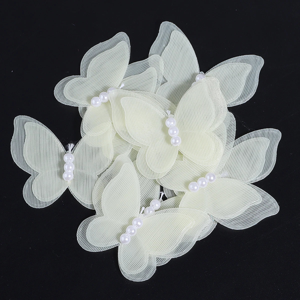 10pcs 3D Lace Butterfly Appliqués – DIY Sewing Craft Patches Fabric Appliqué Patch PLUSH Yellow