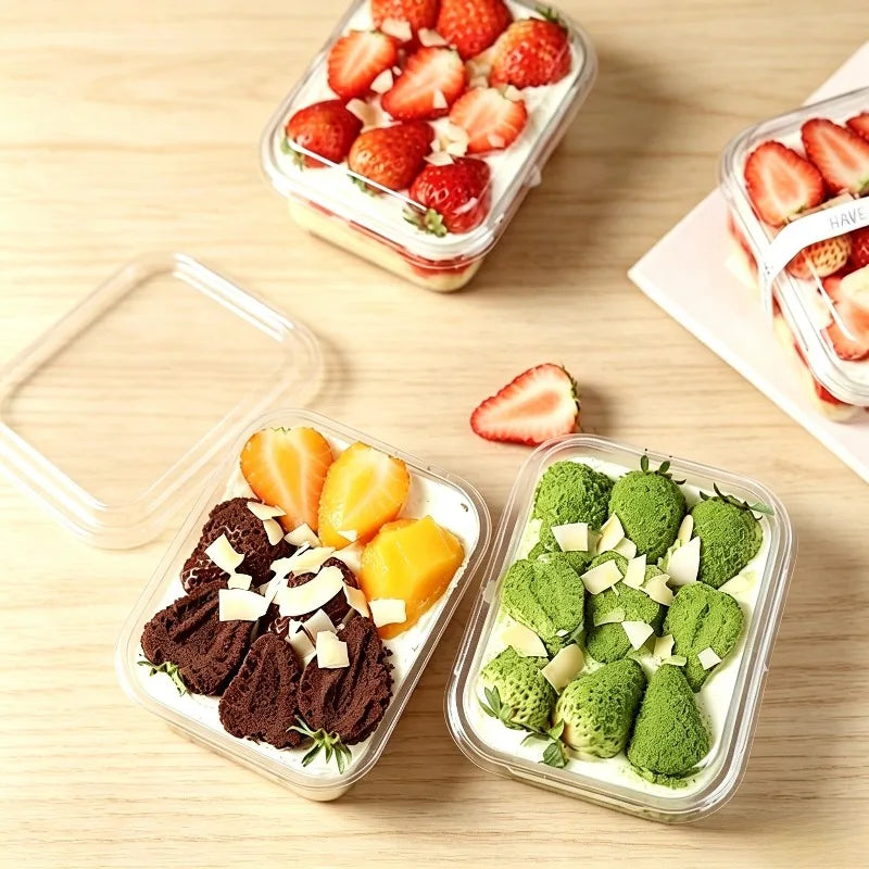Transparent Cake Boxes with Lid | Rectangle Plastic Dessert Packaging Cake Packaging Box PLUSH
